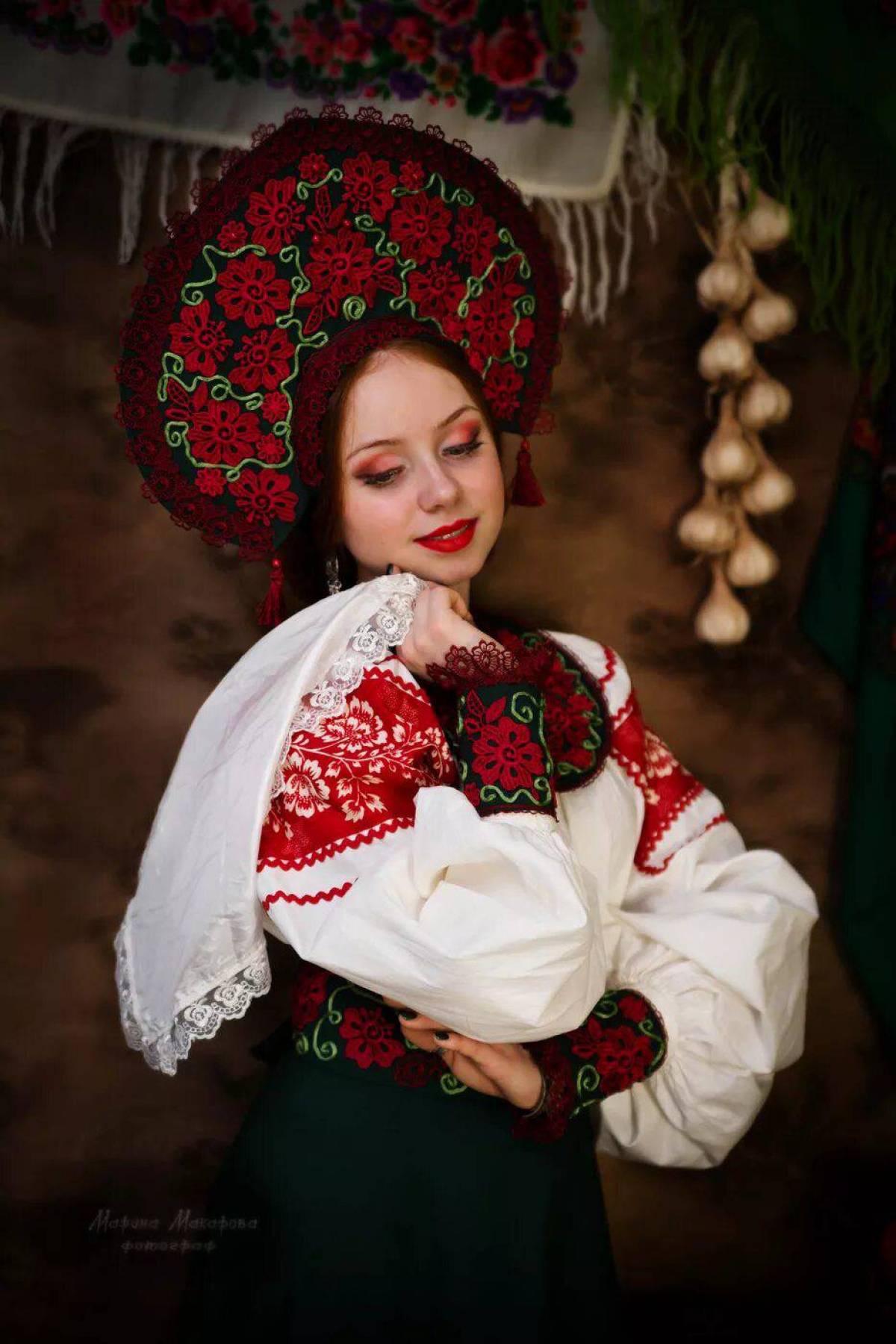 Women in Slavic costumes underwear in Bridgetown